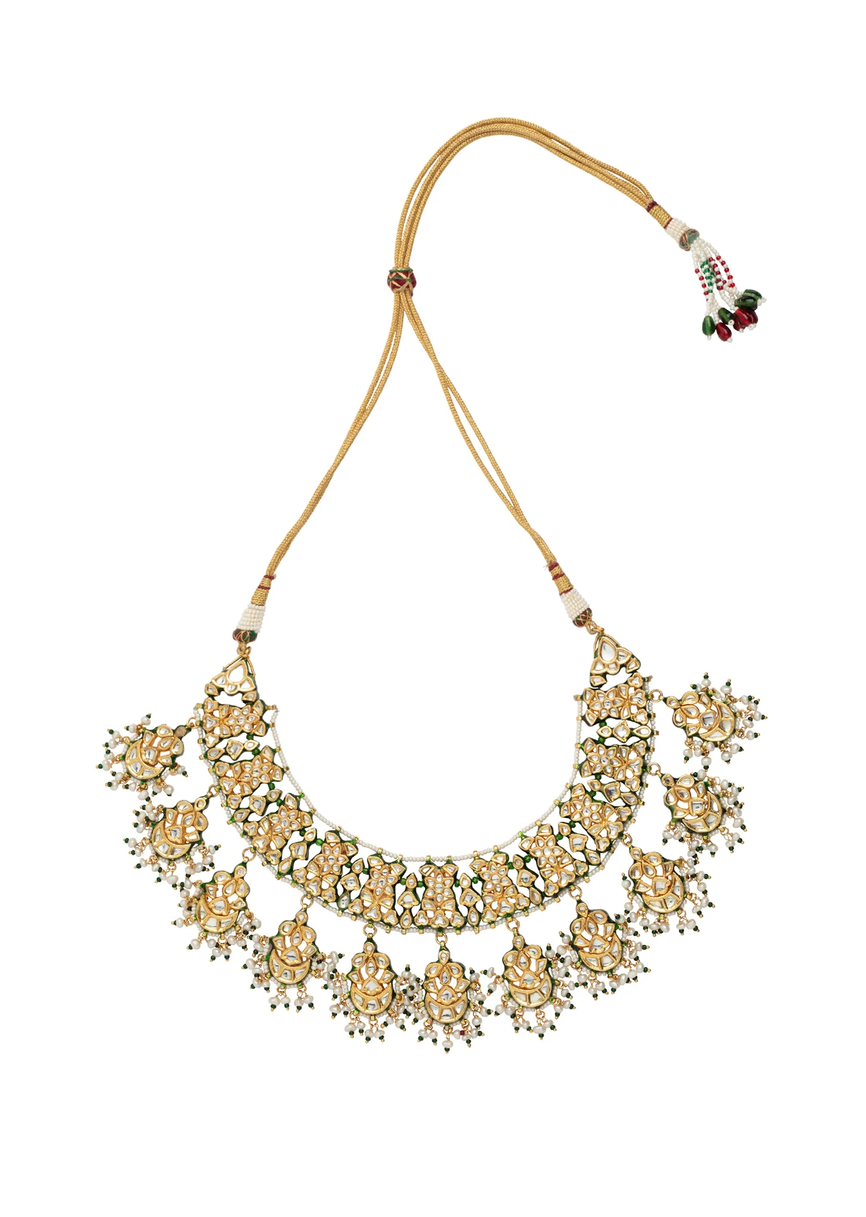 Gold Plated Kundan Polki Necklace And Earrings Set