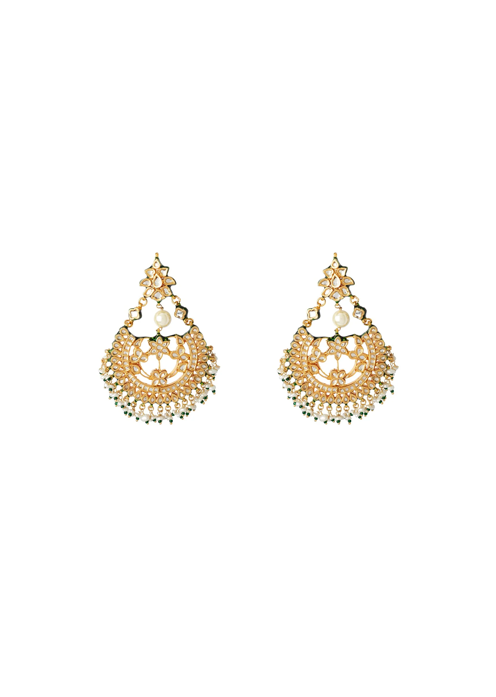 Gold Plated Kundan Polki Necklace And Earrings Set