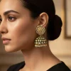Gold Plated Black Kundan Polki Earrings