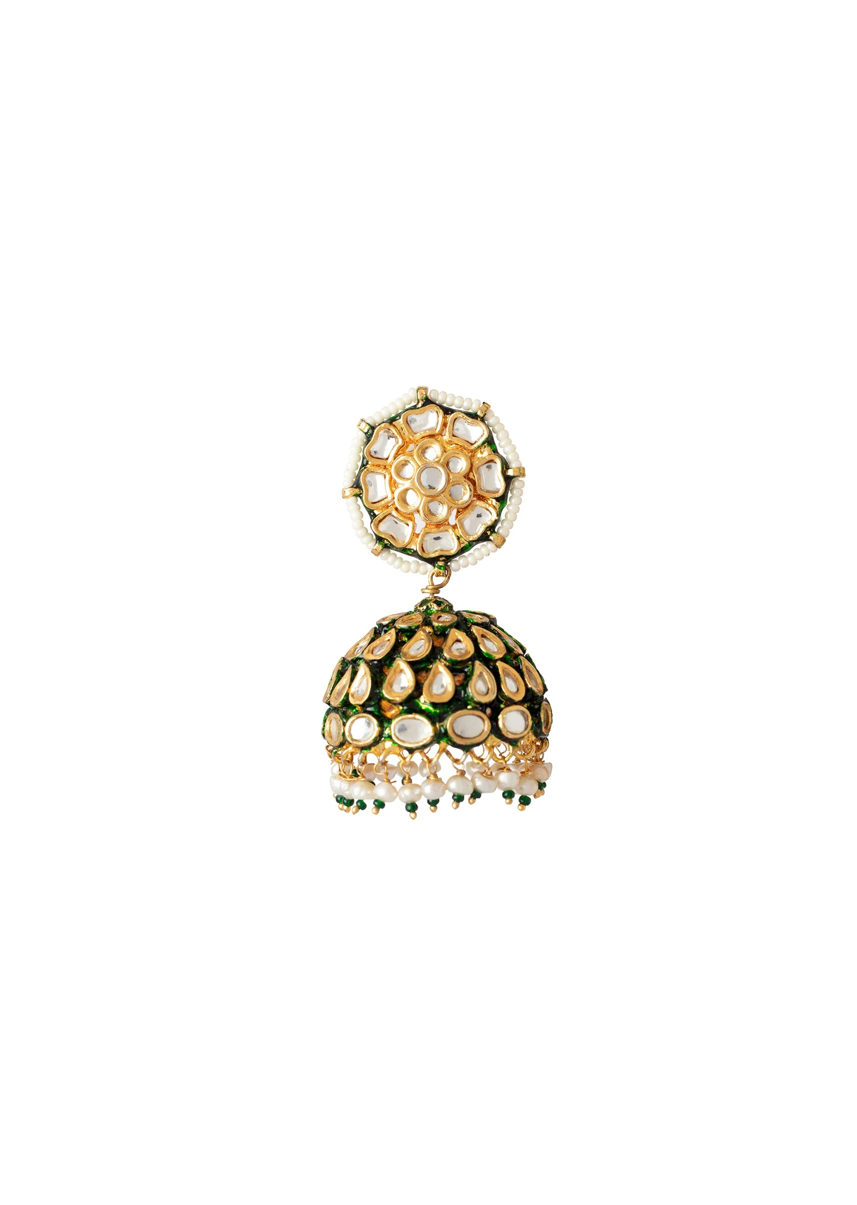 Gold Plated Black Kundan Polki Earrings
