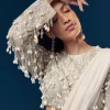 Silver Ready Pleated Indo Western Saree With Pearl And Cut Dana Embellished Full Sleeve Blouse