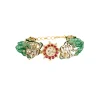 Gold Plated Green Beaded Bracelet