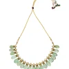Gold Plated Green Kundan Polki Necklace Set With Earrings