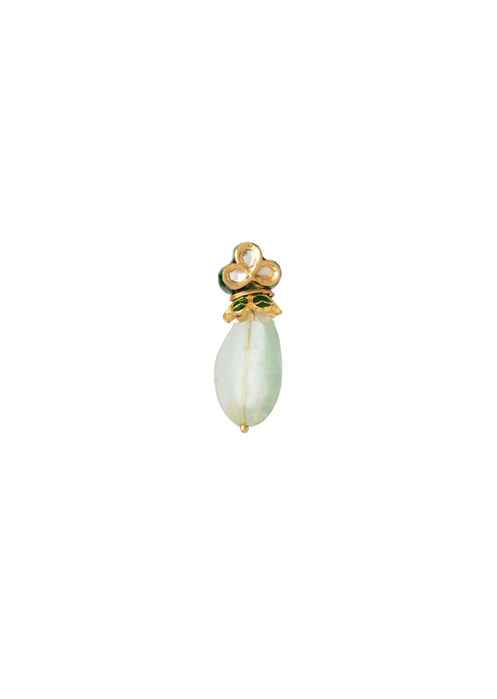 Gold Plated Green Kundan Polki Necklace Set With Earrings