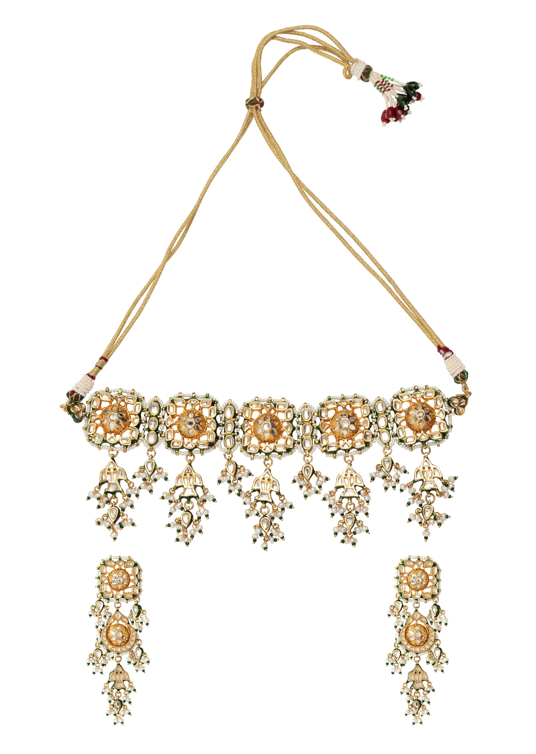 Kundan Polki Necklace Set With Earrings