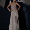 Champagne Gown With Embellished Sweetheart Cut Bodice And Spaghetti Straps Online - Kalki Fashion
