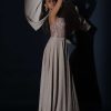 Champagne Gown With Embellished Sweetheart Cut Bodice And Spaghetti Straps Online - Kalki Fashion