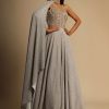Champagne Gown With Embellished Sweetheart Cut Bodice And Spaghetti Straps Online - Kalki Fashion