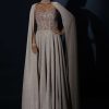 Champagne Gown With Embellished Sweetheart Cut Bodice And Spaghetti Straps Online - Kalki Fashion