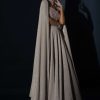 Champagne Gown With Embellished Sweetheart Cut Bodice And Spaghetti Straps Online - Kalki Fashion