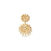Gold Plated White Kundan Polki Double Drop Earrings