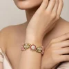 Gold Plated Pink Beaded Bracelet