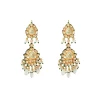 Gold Plated Green Kundan Teardrop Motif Earrings
