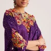 Purple Silk Kurta Dhoti Set With Resham Embroidery And Tassel Details