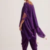 Purple Silk Kurta Dhoti Set With Resham Embroidery And Tassel Details