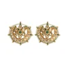 Gold Plated Green Stud Earrings