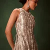 Mauve Dhoti Drape Skirt Brocade Embroidered Kurta With Side Tie Ups