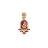 Gold Plated Maroon And White Beads Long Necklace Set With Earrings