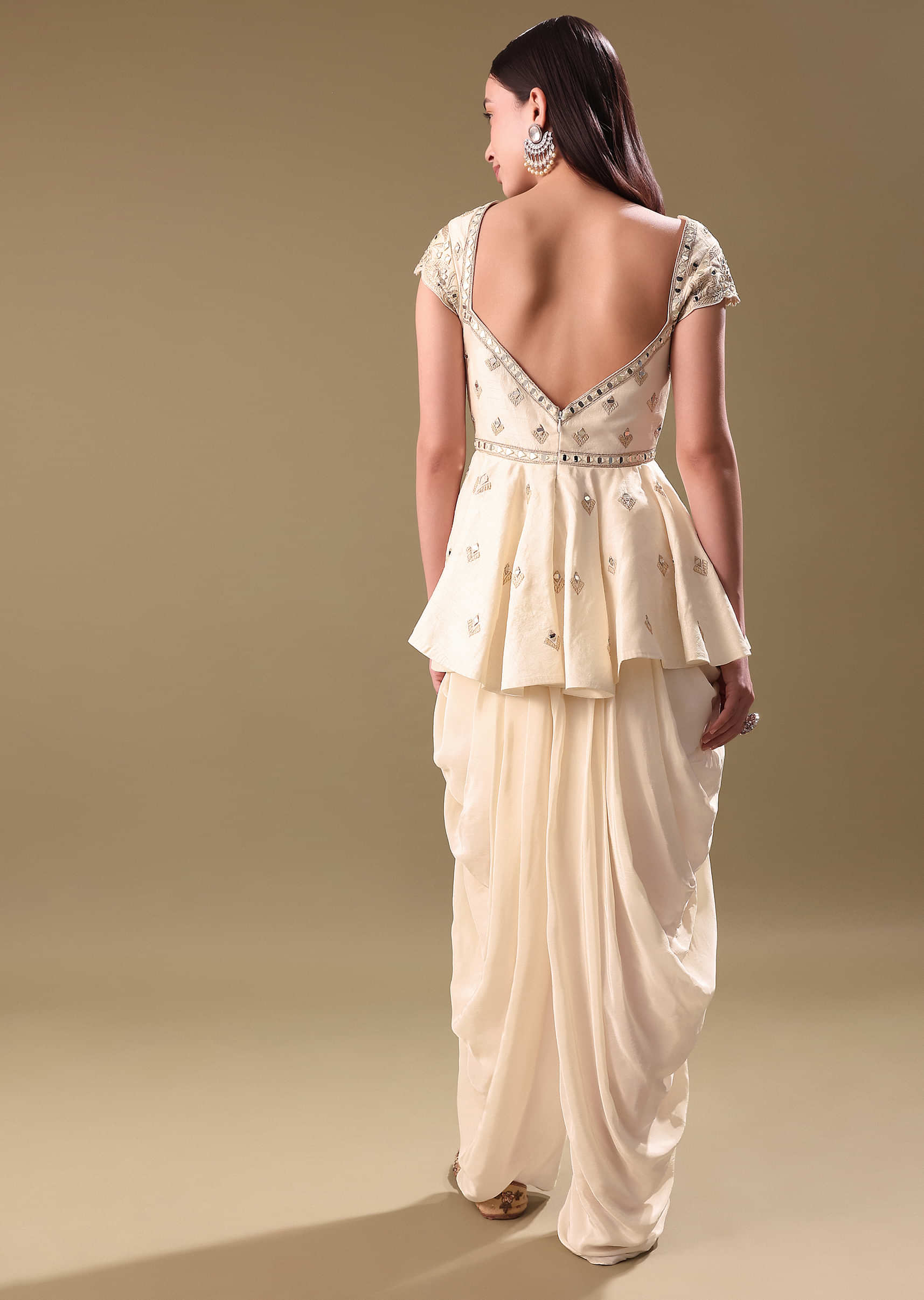 Off White Dhoti With Embroidered Top