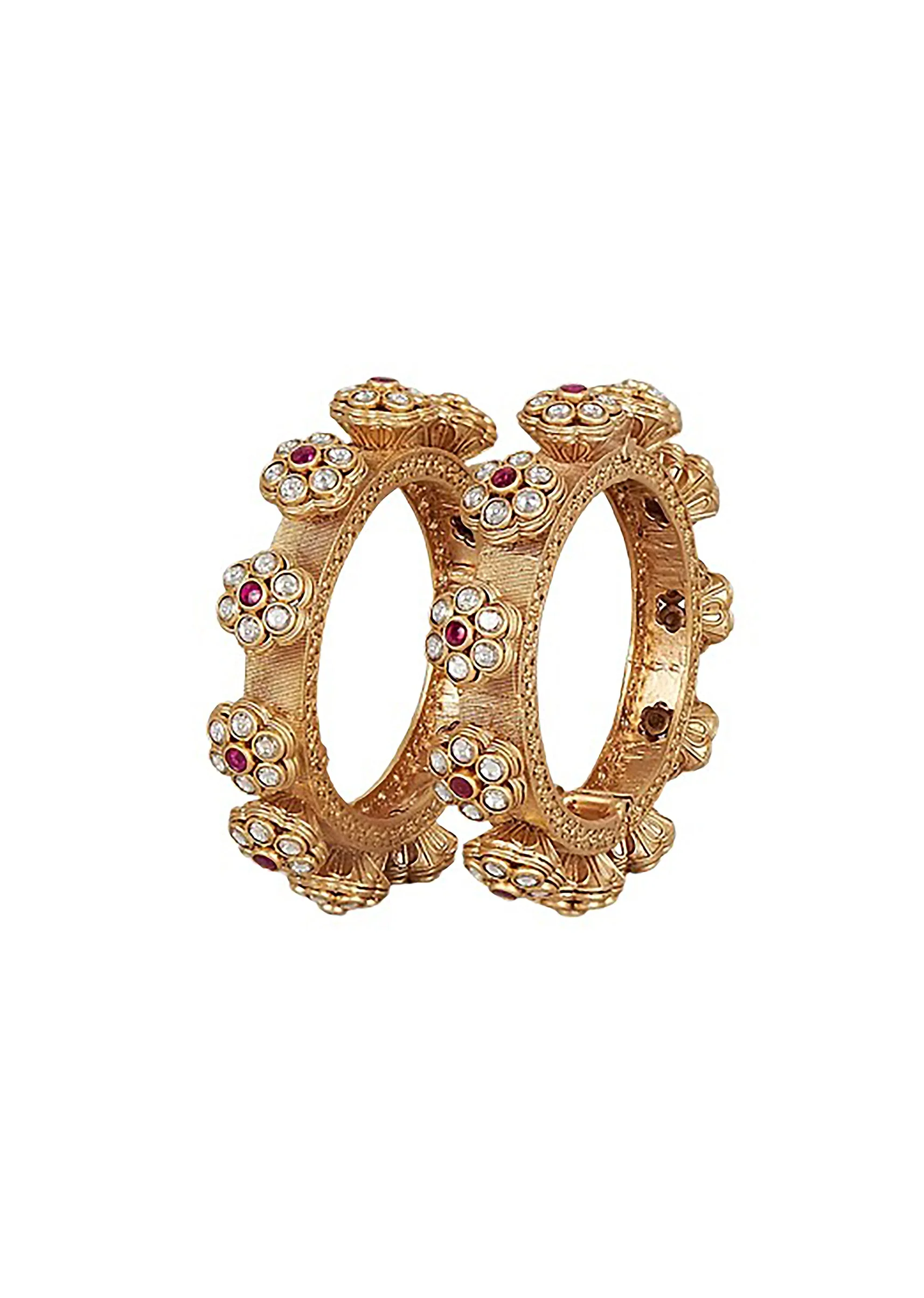 Gold Plated Red Temple Bangles