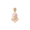 Gold Plated Pink And White Beads Long Necklace Set With Earrings
