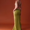 Citrus Green Feathered Dhoti Skirt And Blouse Set