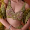 Citrus Green Feathered Dhoti Skirt And Blouse Set
