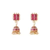 Gold Plated Red Long Necklace Set With Earrings