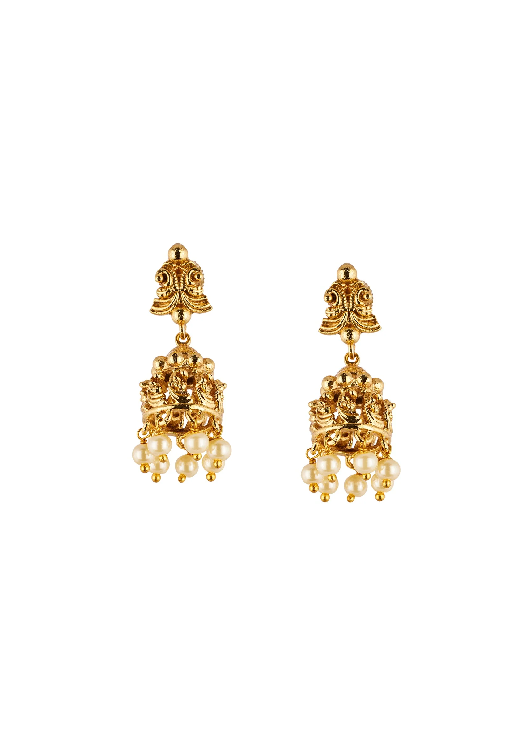 891-gold-finish-necklace-set-with-temple-style-motifs-and-off-white-simulated-stones-4.webp Gold Finish Necklace Set With Temple Style Motifs And Off White Simulated Stones