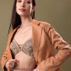 Orange Embroidered Blouse With Dhoti And Jacket