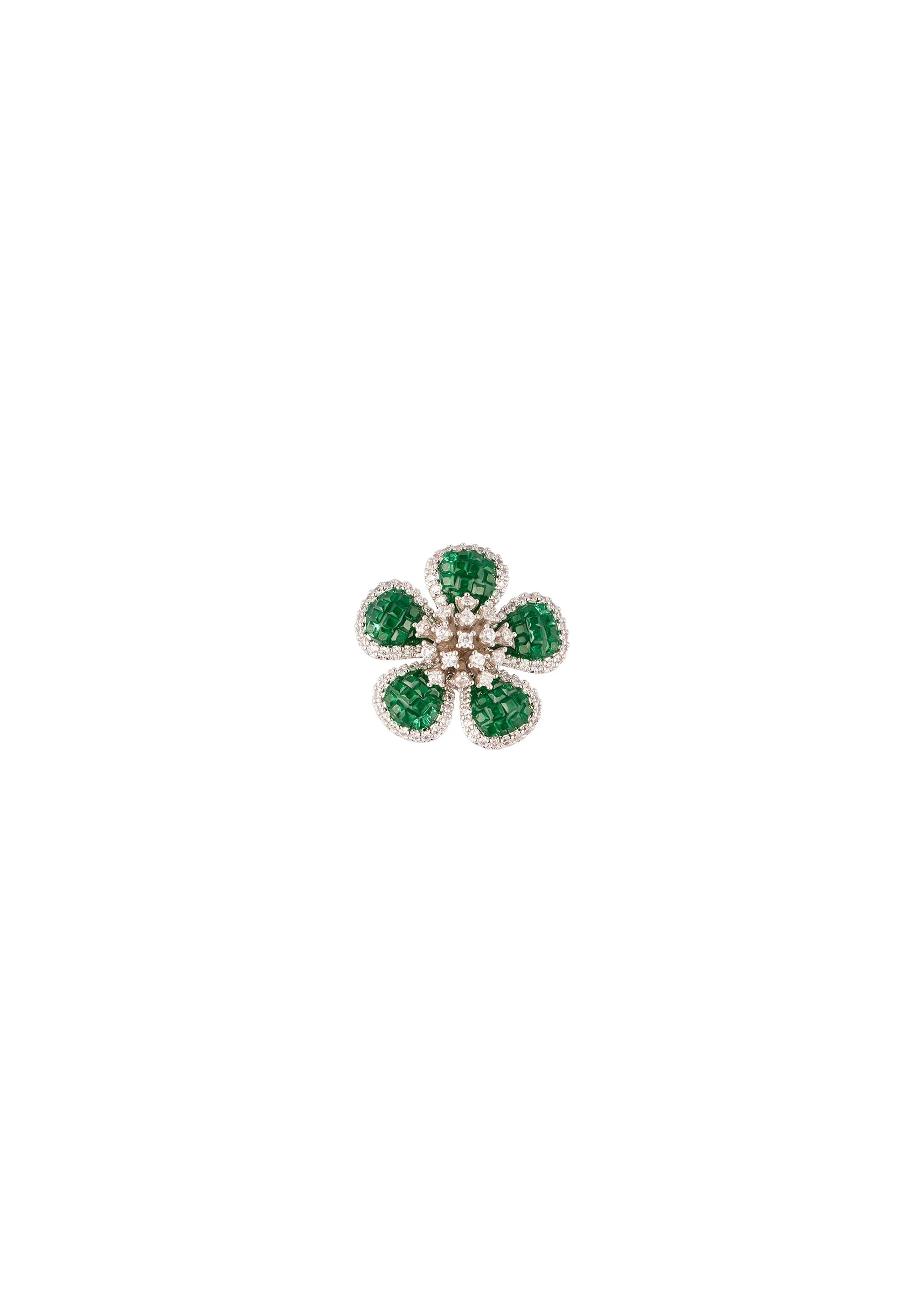 894-silver-finish-floral-cluster-stud-earrings-with-green-stones-and-clear-accents-3.webp Silver Finish Floral Cluster Stud Earrings With Green Stones and Clear Accents