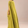 Lime Green Dhoti With Embroidered Blouse And Cape