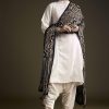 Off White Khadi Dhoti Suit With Black Hand Dyed Ajrakh Dupatta