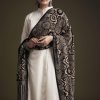Off White Khadi Dhoti Suit With Black Hand Dyed Ajrakh Dupatta