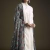 Off White Khadi Dhoti Suit With Blue Hand Dyed Ajrakh Dupatta