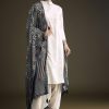 Off White Khadi Dhoti Suit With Blue Hand Dyed Ajrakh Dupatta