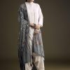 Off White Khadi Dhoti Suit With Blue Hand Dyed Ajrakh Dupatta