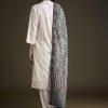 Off White Khadi Dhoti Suit With Blue Hand Dyed Ajrakh Dupatta