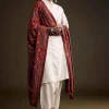 Off White Khadi Dhoti Suit With Red Hand Dyed Ajrakh Dupatta