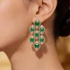 900-silver-finish-geometric-drop-earrings-with-emerald-green-simulated-stones-1.webp Silver Finish Geometric Drop Earrings With Emerald Green Simulated Stones