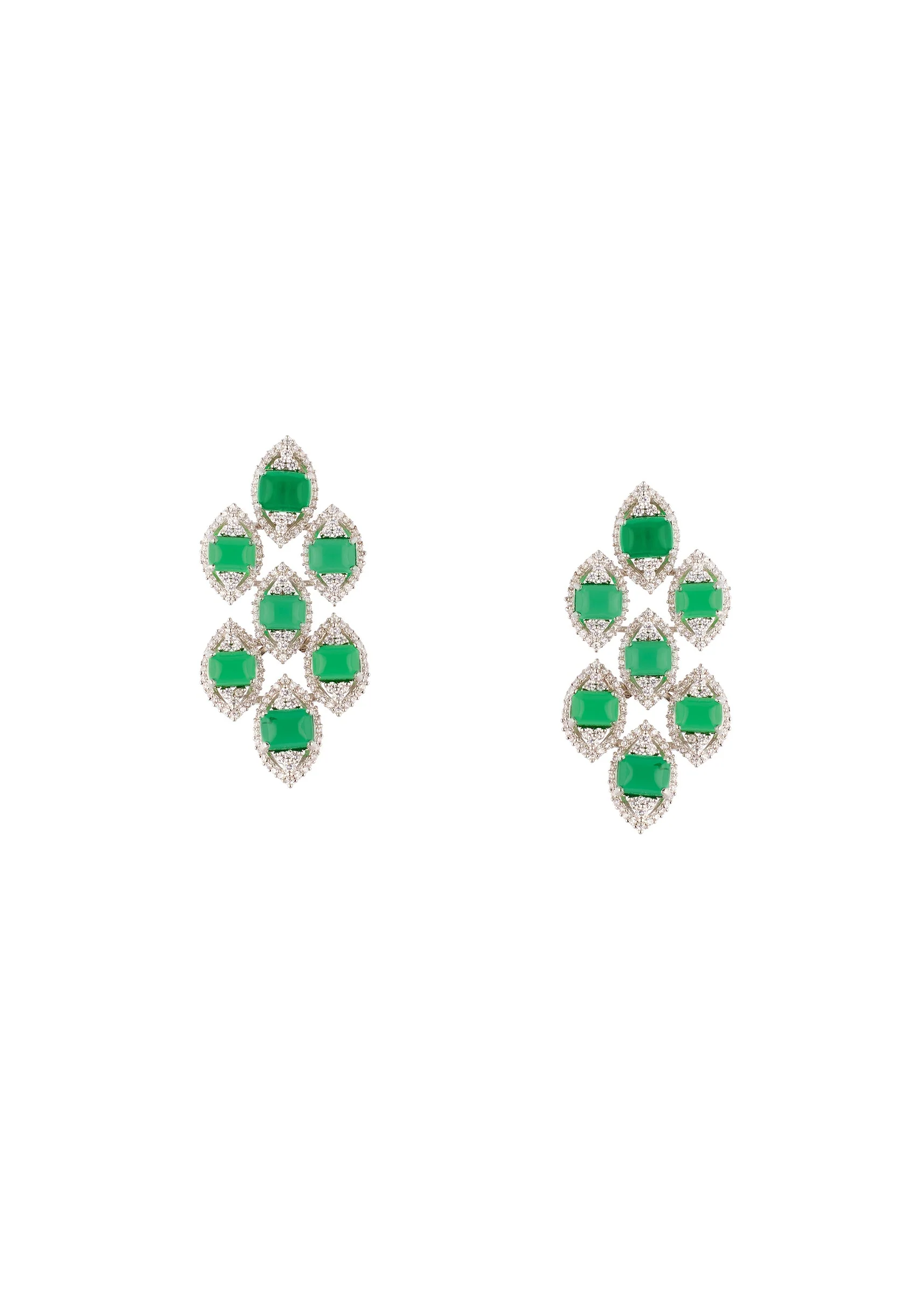 900-silver-finish-geometric-drop-earrings-with-emerald-green-simulated-stones-2.webp Silver Finish Geometric Drop Earrings With Emerald Green Simulated Stones