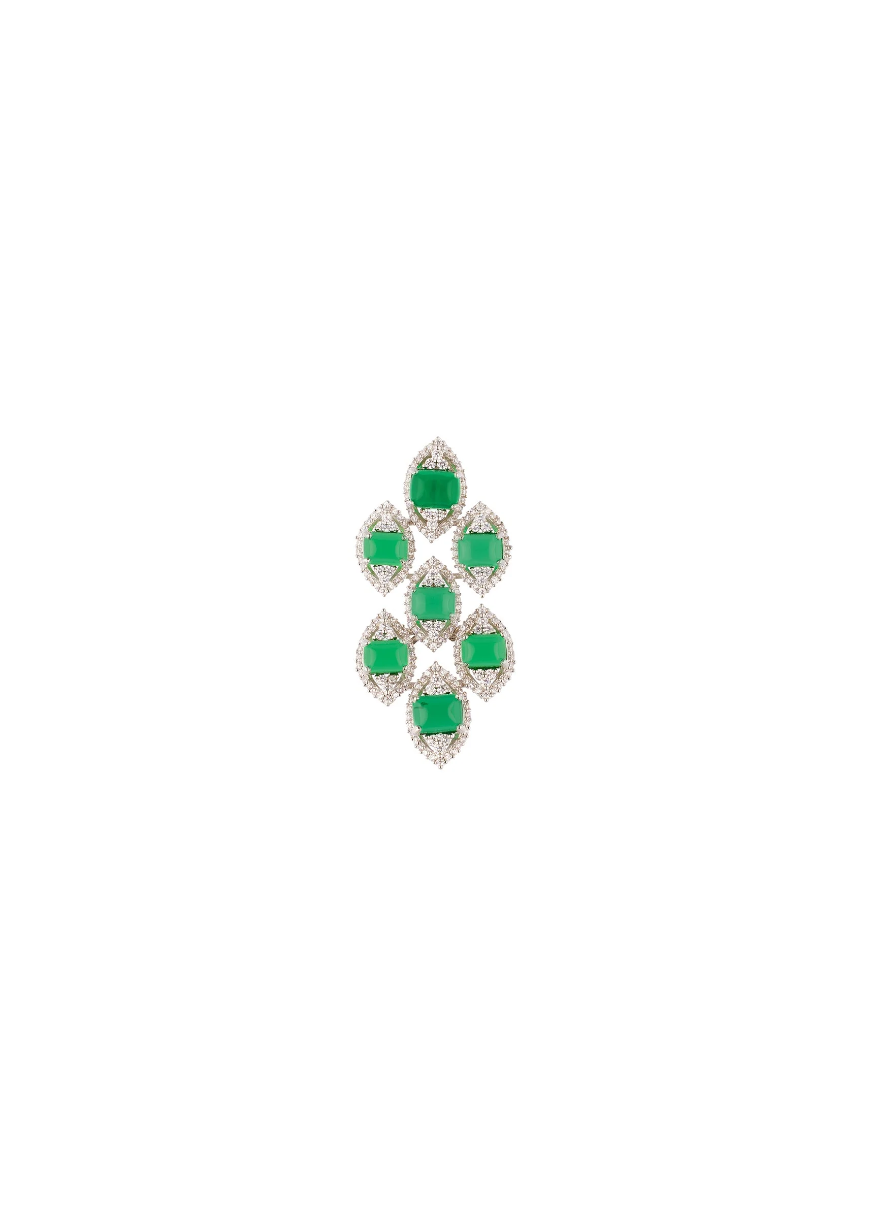 900-silver-finish-geometric-drop-earrings-with-emerald-green-simulated-stones-3.webp Silver Finish Geometric Drop Earrings With Emerald Green Simulated Stones