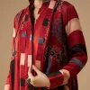 Maroon Hand Dyed Ajrakh Jacket, Shirt and Dhoti Set