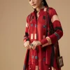 Maroon Hand Dyed Ajrakh Jacket, Shirt and Dhoti Set