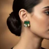 901-gold-finish-cluster-stud-earrings-in-polki-with-green-simulated-stone-and-pearl-1.webp Gold Finish Cluster Stud Earrings In Polki With Green Simulated Stone and Pearl