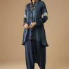 Indigo Hand Dyed Ajrakh Jacket and Dhoti Set