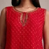 Red Leheriya Printed Kurta Dhoti Set