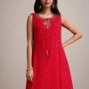 Red Leheriya Printed Kurta Dhoti Set