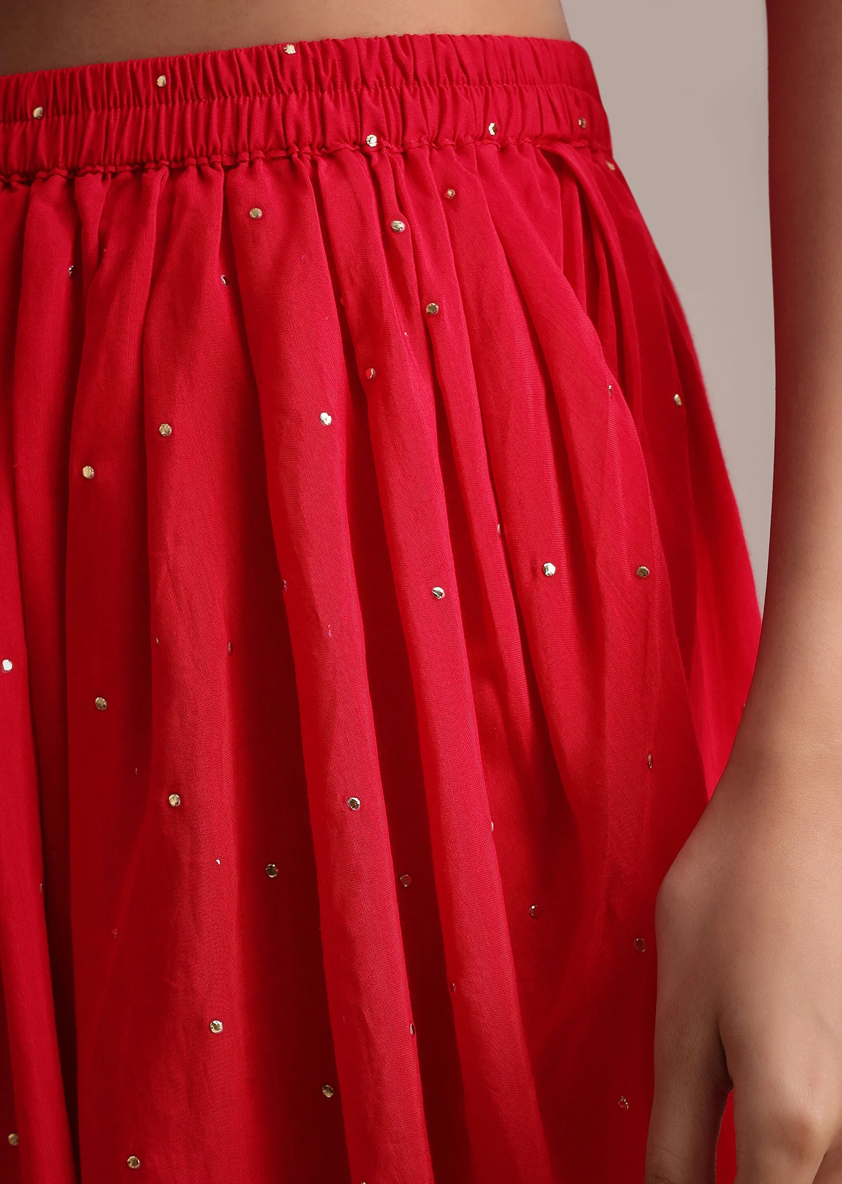 Red Leheriya Printed Kurta Dhoti Set