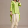 Light Green Bandhani High Low Kurta Set With Dhoti